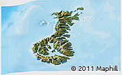 Satellite 3D Map of Auckland islands, political outside