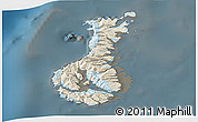 Shaded Relief 3D Map of Auckland islands, darken