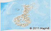 Shaded Relief 3D Map of Auckland islands, political outside