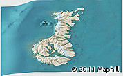 Shaded Relief 3D Map of Auckland islands, satellite outside
