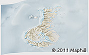 Shaded Relief 3D Map of Auckland islands, semi-desaturated