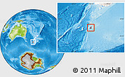 Physical Location Map of Auckland islands, highlighted country