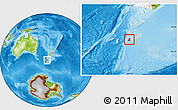 Physical Location Map of Auckland islands, highlighted parent region