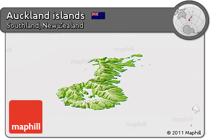 Physical Panoramic Map of Auckland Islands, cropped outside