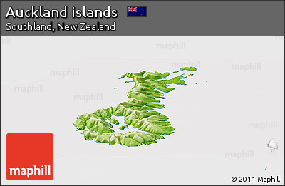 Physical Panoramic Map of Auckland Islands, cropped outside