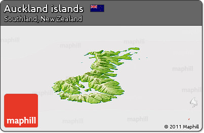 Physical Panoramic Map of Auckland Islands, cropped outside