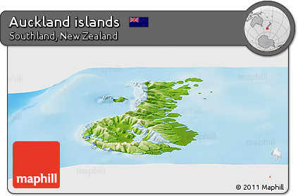 Physical Panoramic Map of Auckland Islands