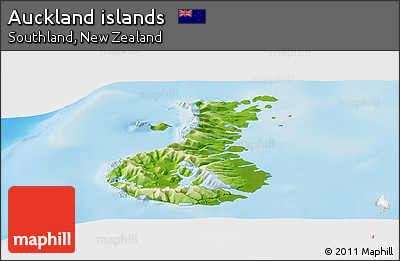 Physical Panoramic Map of Auckland Islands