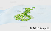 Physical Panoramic Map of Auckland islands, lighten