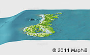 Physical Panoramic Map of Auckland islands, satellite outside