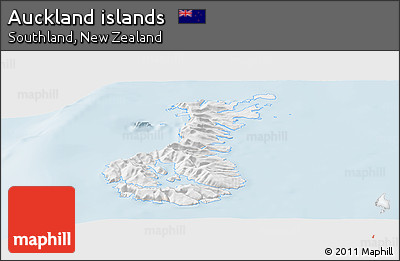 Silver Style Panoramic Map of Auckland Islands