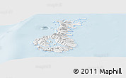 Silver Style Panoramic Map of Auckland islands, single color outside
