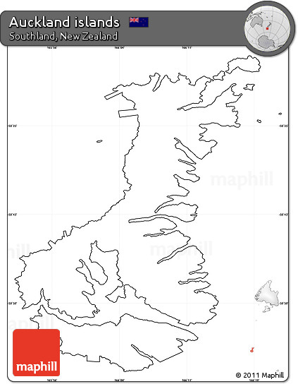 Blank Simple Map of Auckland Islands