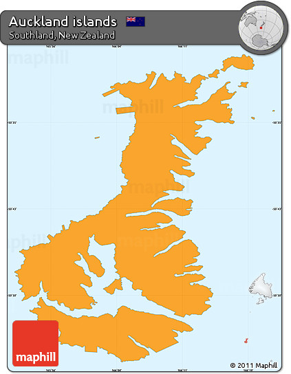 Political Simple Map of Auckland Islands, single color outside, borders and labels