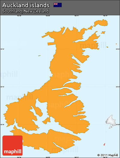 Political Simple Map of Auckland Islands, single color outside, borders and labels