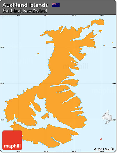 Political Simple Map of Auckland Islands, single color outside, borders and labels