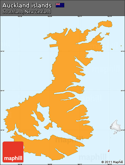 Political Simple Map of Auckland Islands, single color outside