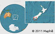 Satellite Location Map of Invercargill, highlighted country, within the entire country