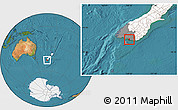 Satellite Location Map of Invercargill, highlighted country, highlighted parent region