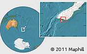 Satellite Location Map of Invercargill, highlighted country