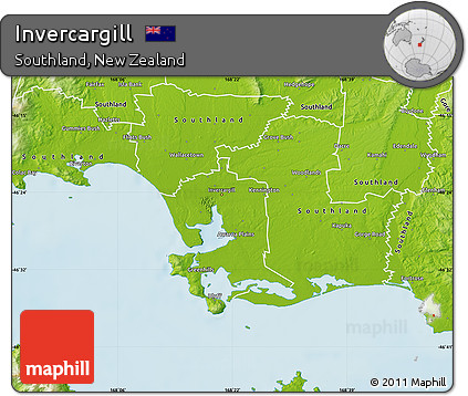 Physical Map of Invercargill