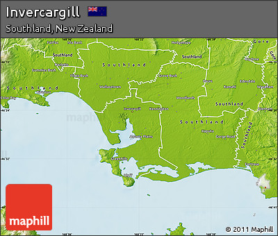 Physical Map of Invercargill