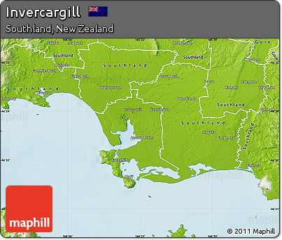 Physical Map of Invercargill