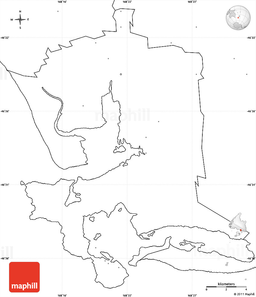 Blank Simple Map of Invercargill, no labels