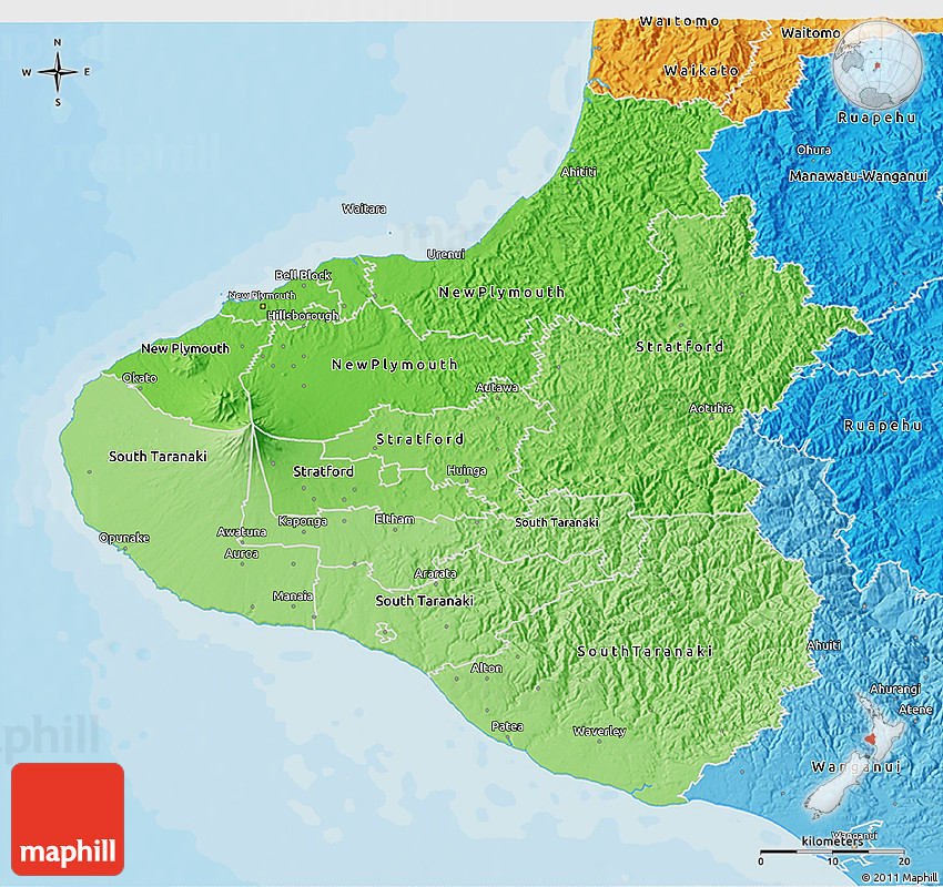 Political Shades 3D Map of Taranaki
