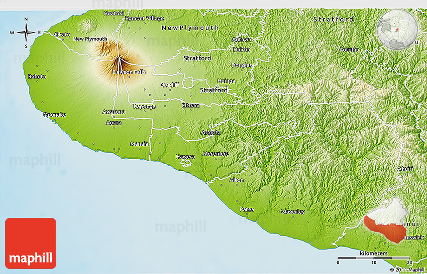 Physical 3D Map of South Taranaki