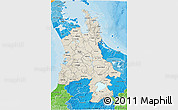 Shaded Relief 3D Map of Waikato, political shades outside