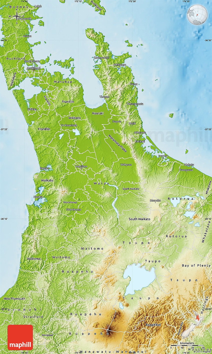 Physical Map of Waikato
