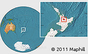 Satellite Location Map of South Waikato, highlighted country
