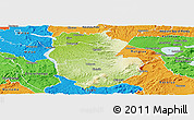 Physical Panoramic Map of South Waikato, political outside