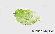 Physical Panoramic Map of South Waikato, single color outside