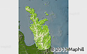 Physical Map of Thames-Coromandel, darken