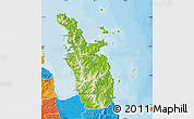 Physical Map of Thames-Coromandel, political outside