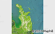 Physical Map of Thames-Coromandel, satellite outside