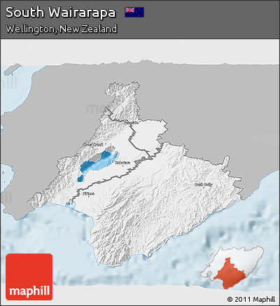Gray 3D Map of South Wairarapa, single color outside