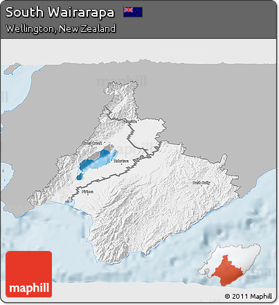 Gray 3D Map of South Wairarapa, single color outside