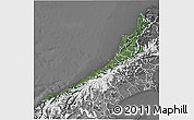 Satellite 3D Map of West Coast, desaturated