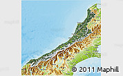 Satellite 3D Map of West Coast, physical outside