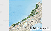 Satellite 3D Map of West Coast, shaded relief outside