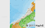 Shaded Relief Map of West Coast, political shades outside