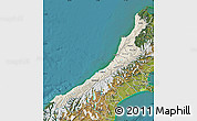 Shaded Relief Map of West Coast, satellite outside