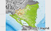 Physical 3D Map of Nicaragua, desaturated, land only