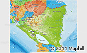 Physical 3D Map of Nicaragua, political outside