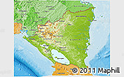 Physical 3D Map of Nicaragua, political shades outside