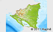 Physical 3D Map of Nicaragua, single color outside, bathymetry sea