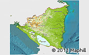 Physical 3D Map of Nicaragua, single color outside, satellite sea